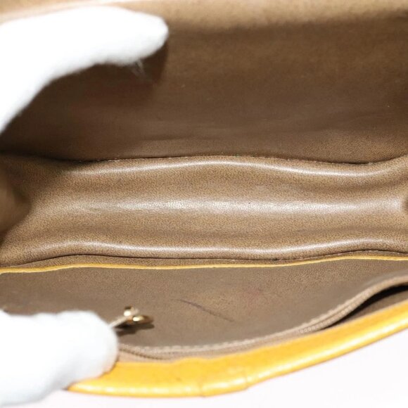 Christian Dior Hand Bag Leather 2way Yellow Gold Auth BA2590 - Picture 11 of 16